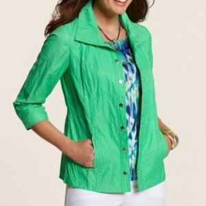 Chico's Zenergy Hayden Green Crinkle Jacket Size 3